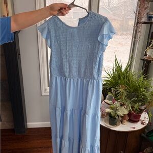 Light Blue Ruffled Sleeve Dress